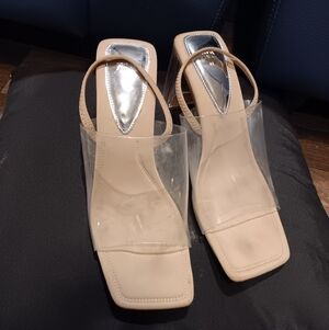 ZARA  WOMAN VINYL HIGH-HEEL SANDALS SHOES CLEAR SZ 41 Usa 10 Or 9
